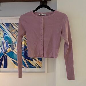 Zara Mauve Ribbed Button-Down Women's Top